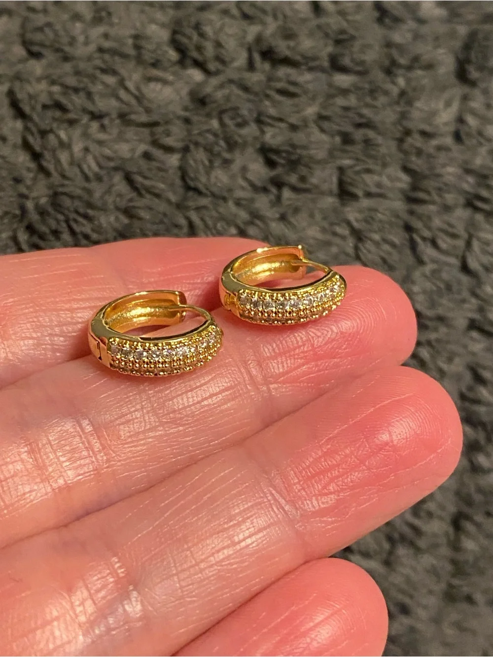 Gold Pave Huggie Hoop Earrings
